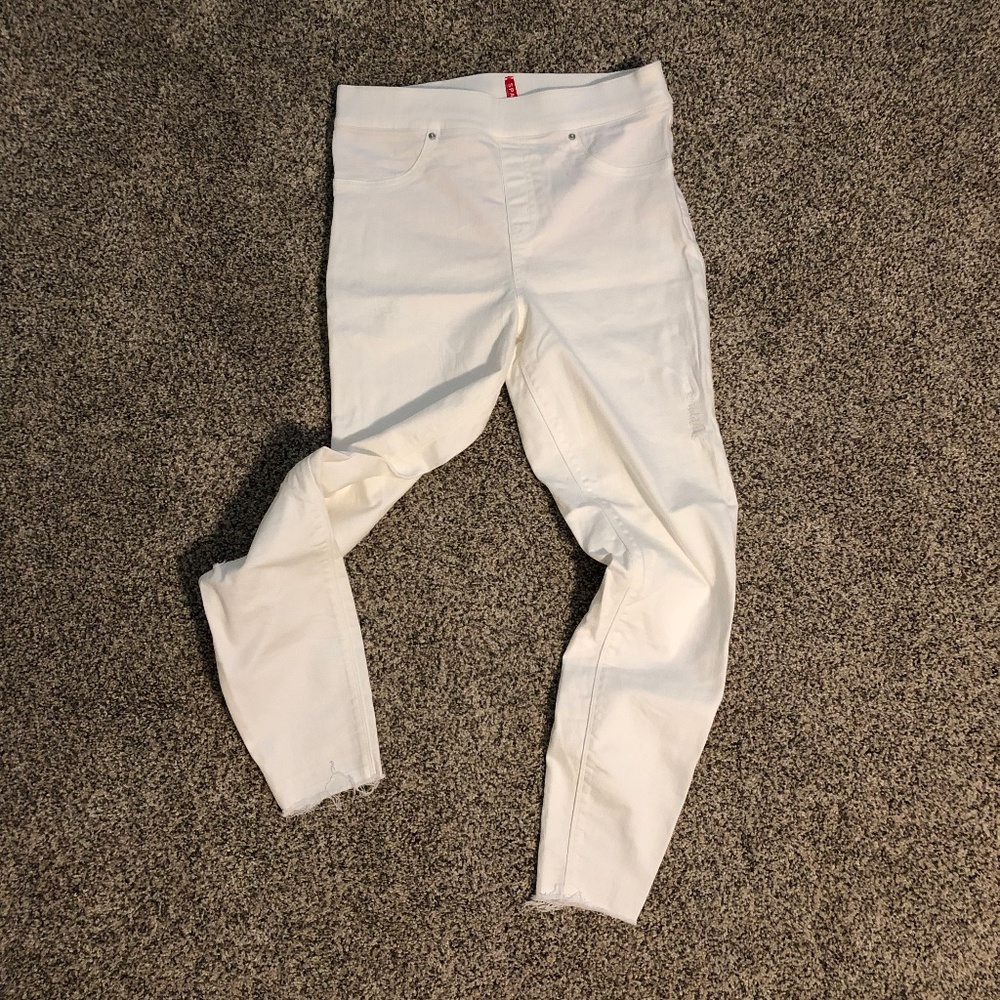 Spanx White Skinny distressed ankle jeans